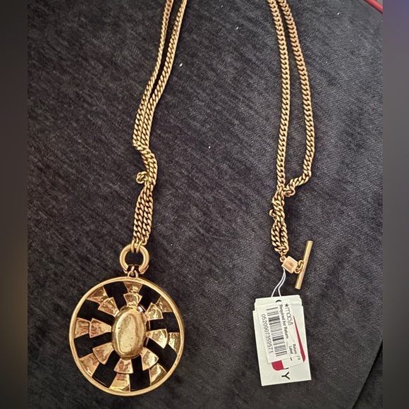 Vintage Givenchy Pendant Gold Necklace with Blue Green Gem nwt from estate - Picture 2 of 3